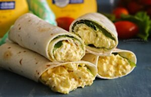 egg salad and spinach wrap