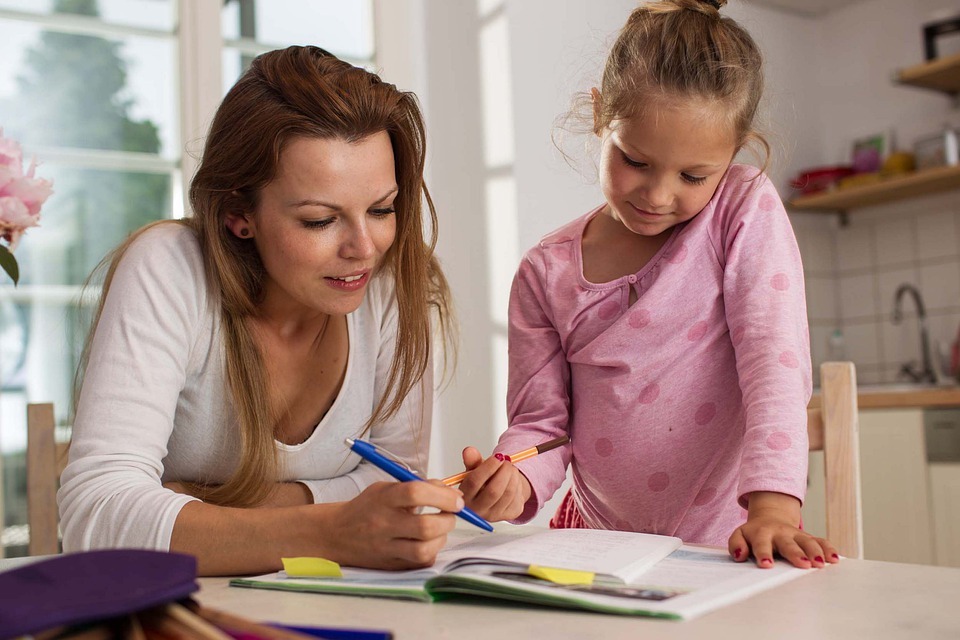 Mom and child homework