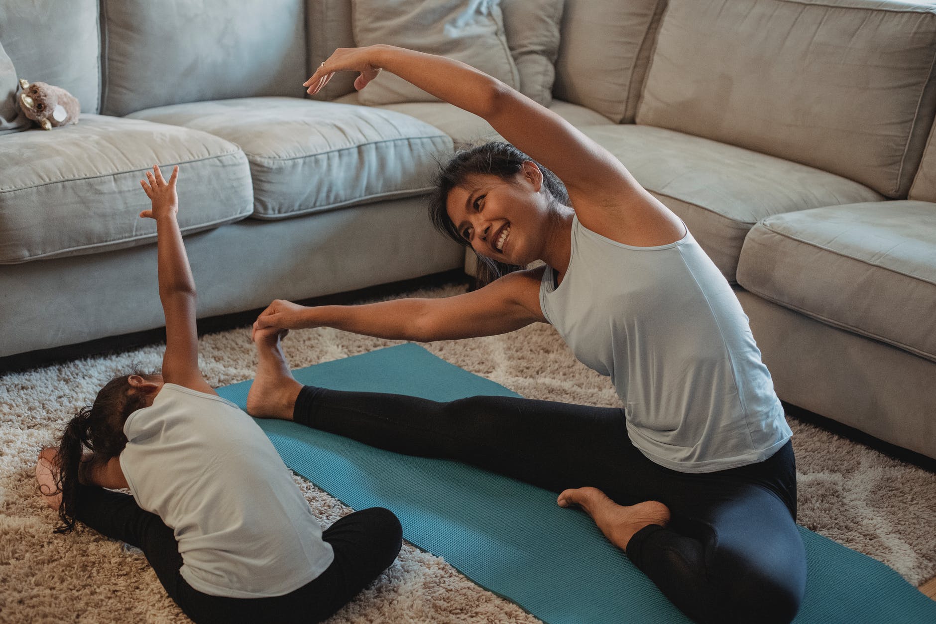 mom and child stretch