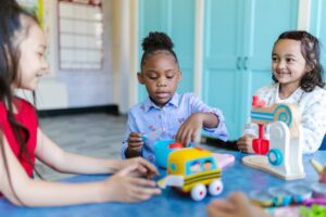 Kids playing in school