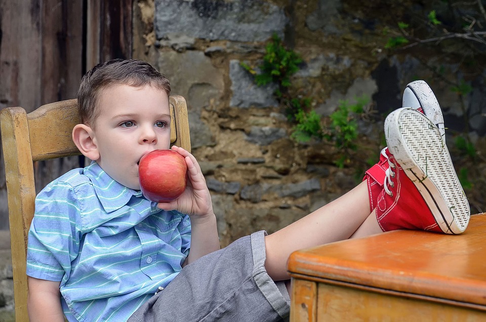 boy eating apple