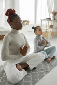 meditate mom and child