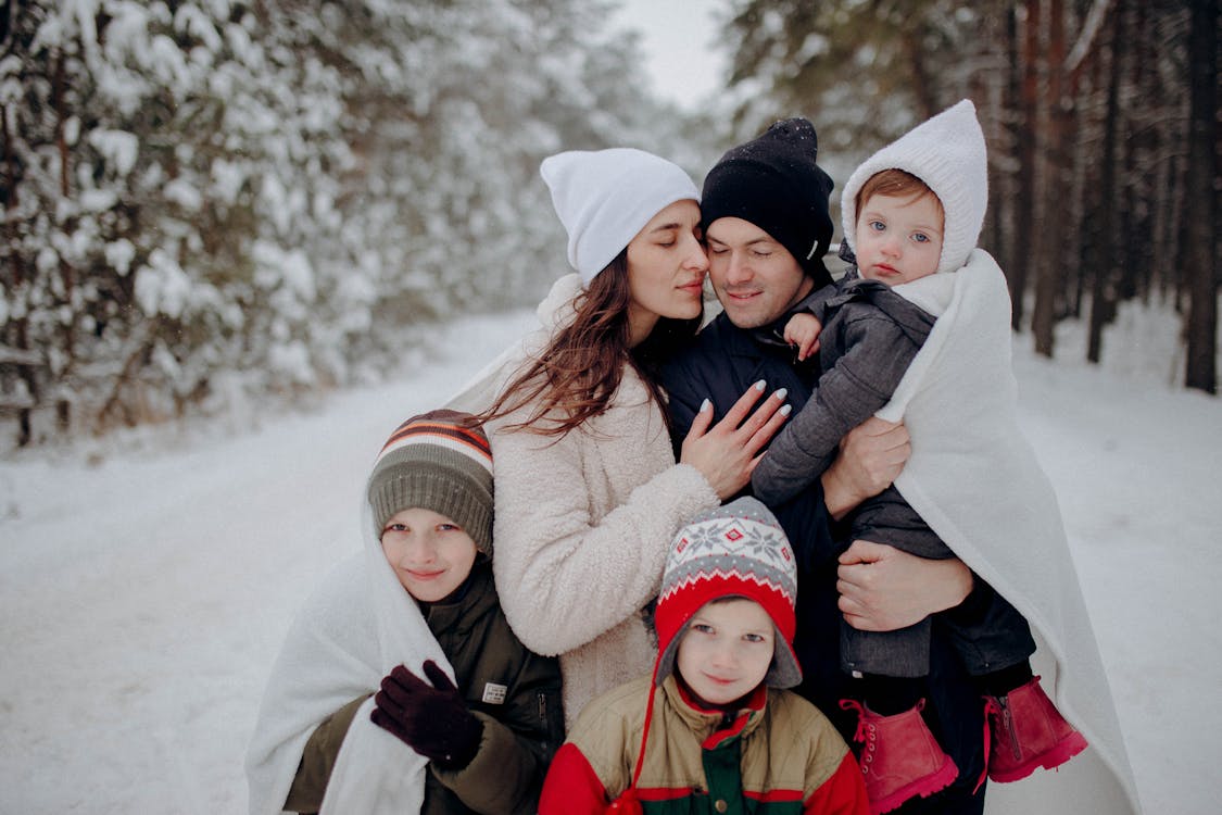 family in the snow