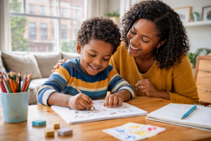 Positive mindset for kids developed through calm conversations with caregivers